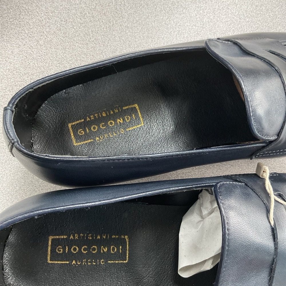 NWT Artigiani Aurelio Giocondi Mens US 9 Dark Blue Calfskin Loafers - Picture 4 of 5